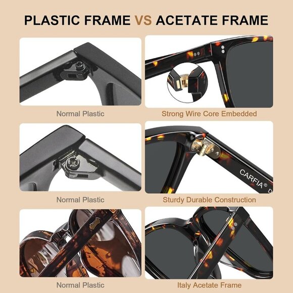 Polarized Acetate Sunglasses Women Small Face UV400 AntiGlare Tortoise main image 7